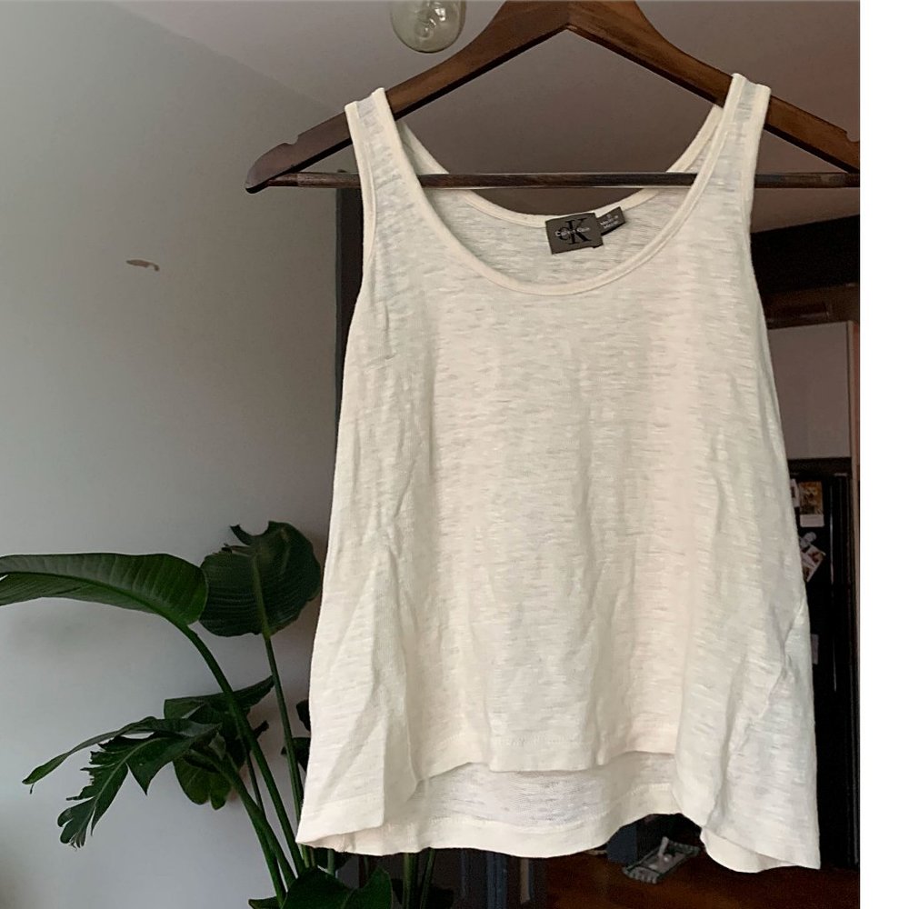 Calvin Klein Cream Colored Linen Tank Women’s S
